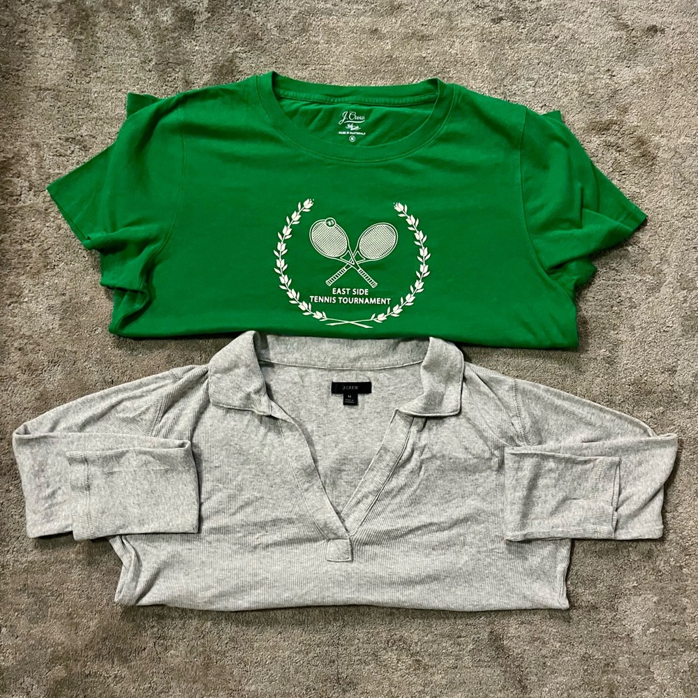 J.Crew Tennis Graphic Tee & ribbed polo (medium)